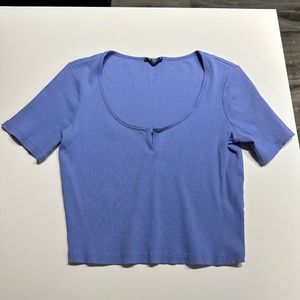 Indigo ribbed crop top, Size XL, Zara
